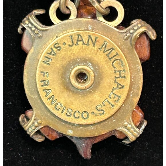 Vintage Jan Michaels San Francisco Handcrafted Carved Wood Turtle Necklace 20” - Picture 5 of 6